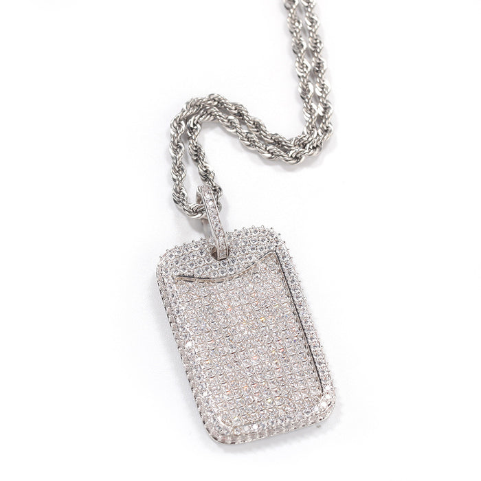 Fully iced Army dog tag in white gold diamonds 