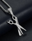 14K Gold Barber Shop Comb and Scissors Necklace diamond gold affordable jewelry