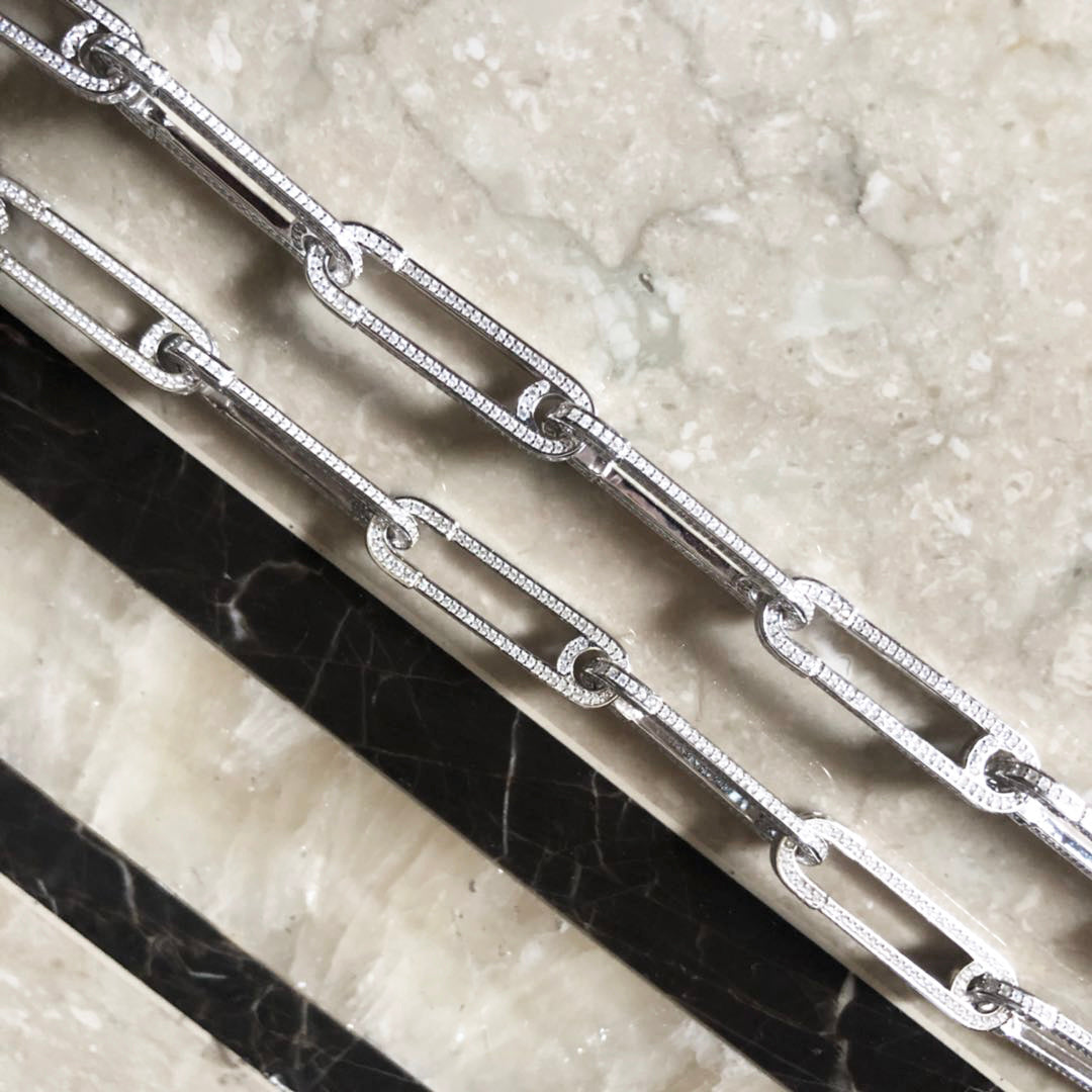 Safety pin pave bracelet - White Gold