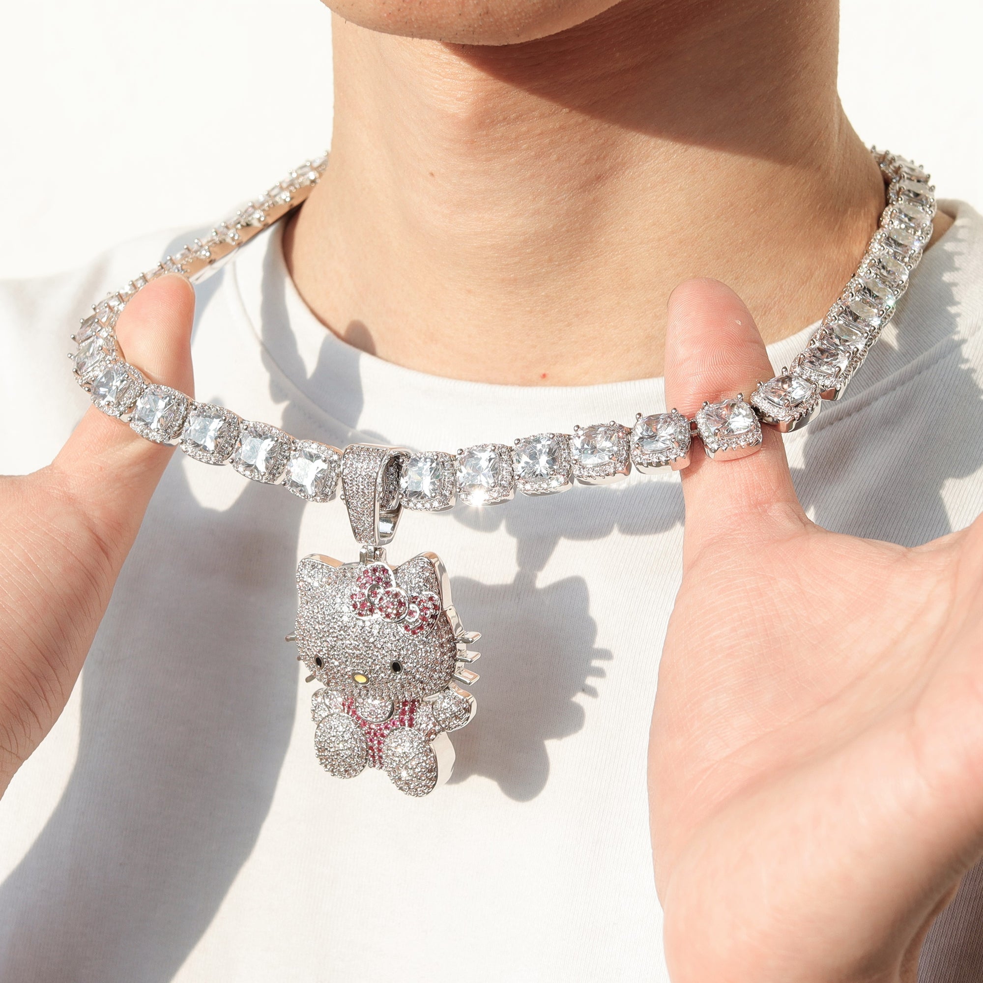 ifnandco custom hello kitty diamond pendant necklace chain iced out ben baller