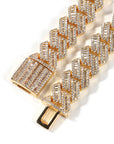 fully iced out 12mm curb cuban link necklace chain in baguette diamond White Gold shopgld