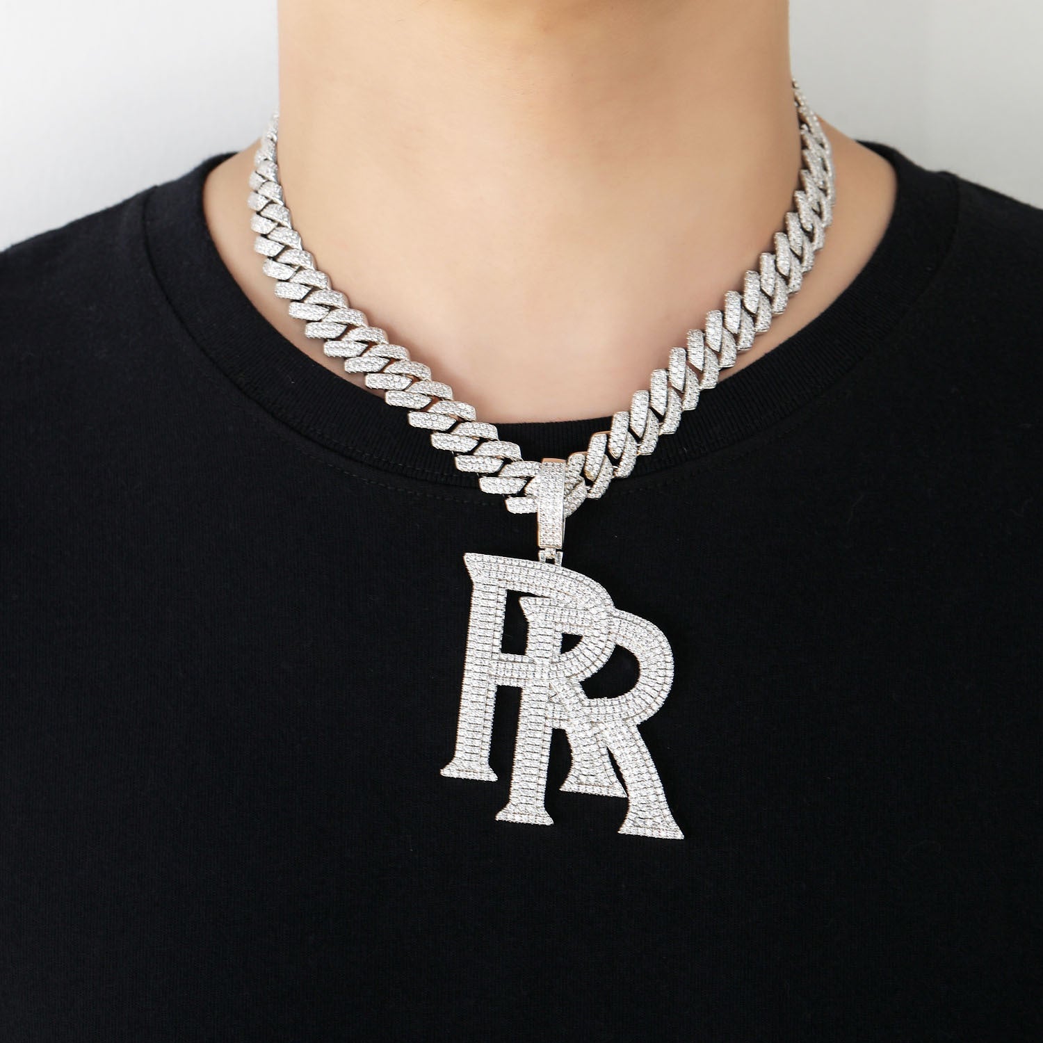 Double RR RoddyRicch diamond pendant &amp; necklace with free matching chain included shopgld ifandco