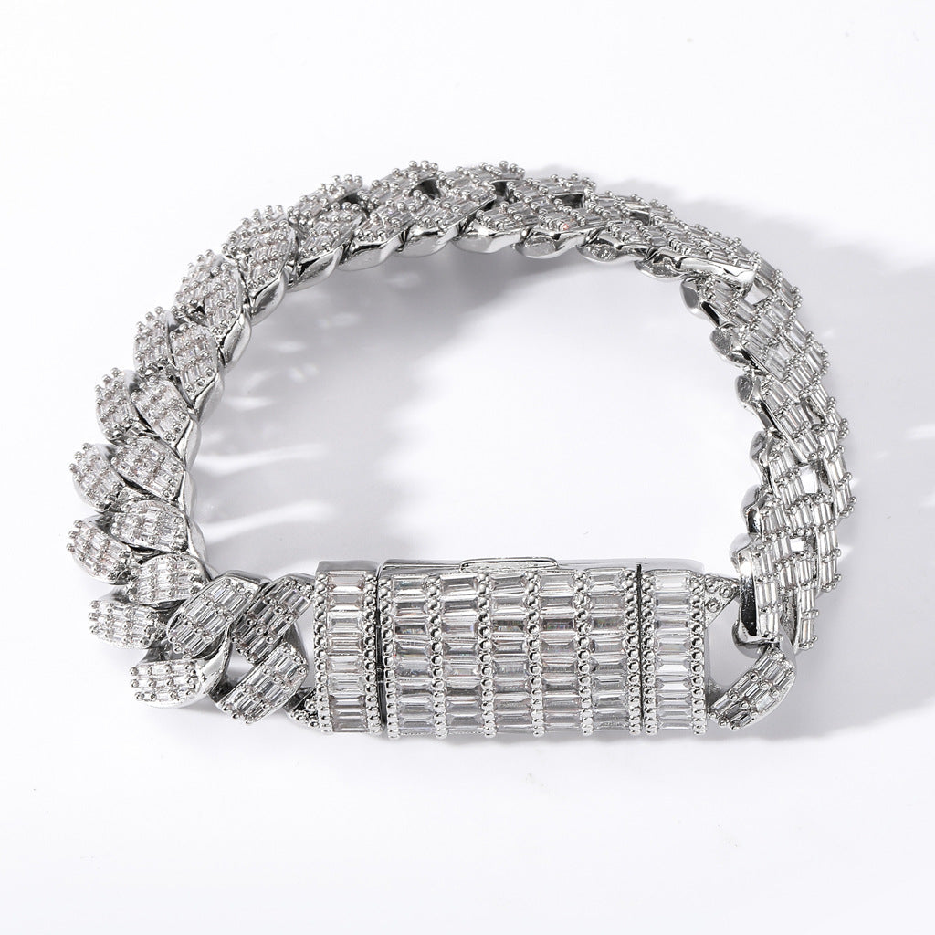 17mm fully iced baguette diamond cuban link necklace chain White Gold yellow gold asap rocky playboi carti lil uzi vert hip hop jewelry custom made