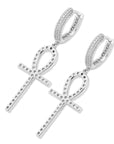 Dangling ankh hoop earrings fully iced diamond ifandco shopgld