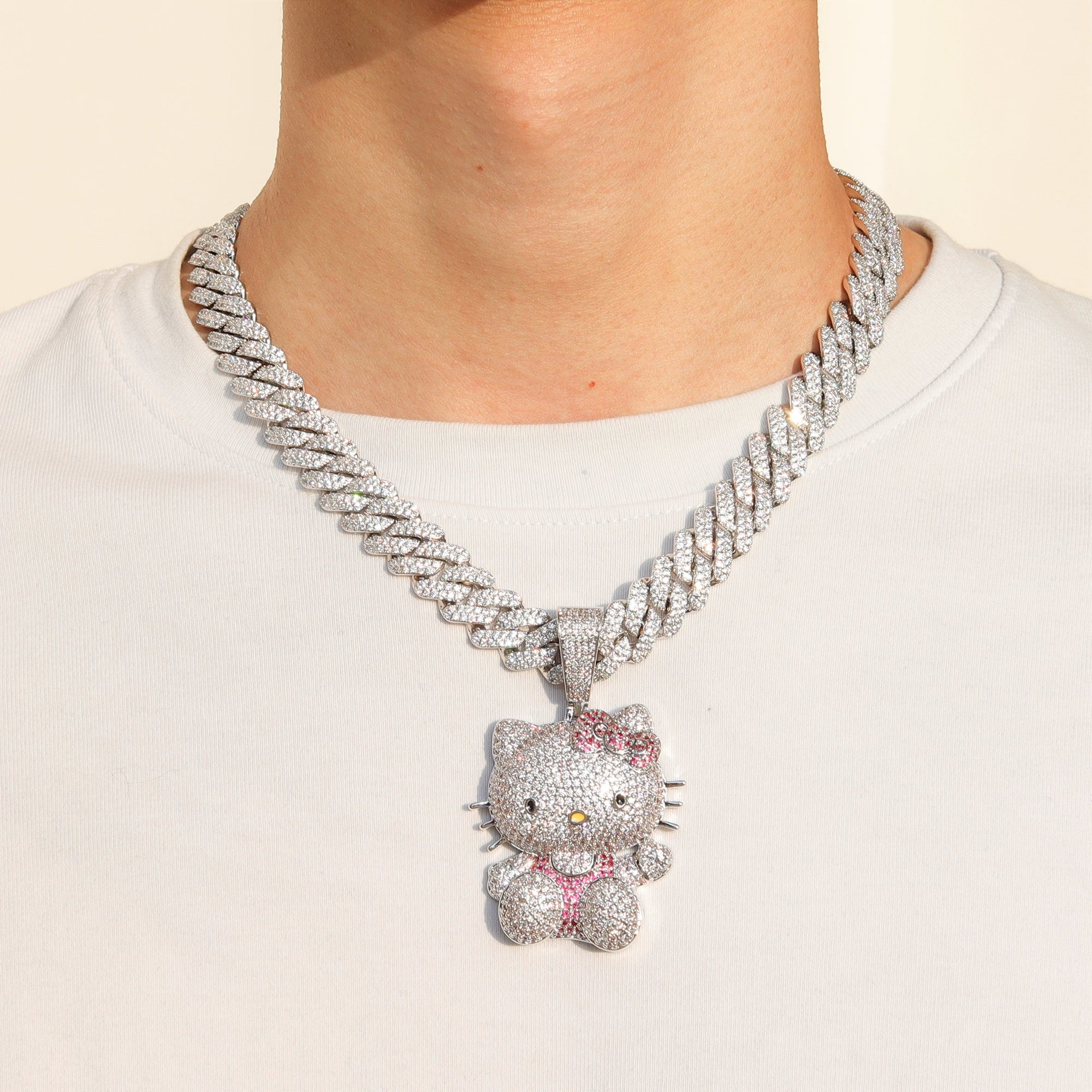 ifnandco custom hello kitty diamond pendant necklace chain iced out ben baller