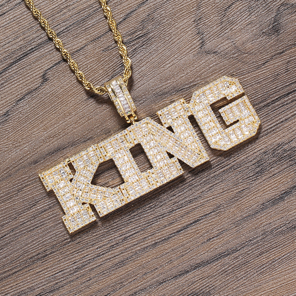 Custom number letter name baguette pendant necklace chain dialmond fully iced instagram famous rapper jewelry hip hop top jewelers