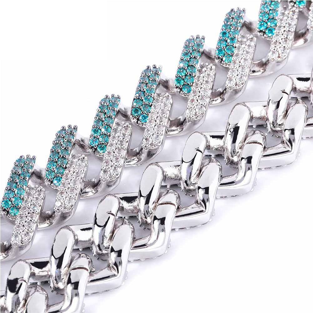 two tone curb cuban link bracelet blueface diamond gold buy travis scott