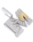 Iced Out diamond daisy flower letter M pendant necklace with free matching chain included as seen on Rapper Knowknow. custom ifandco diamond
