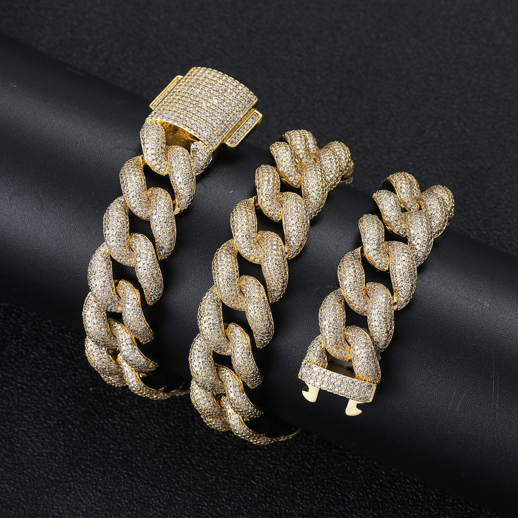 18mm rounded bubble cuban links necklace/bracelet chain 3D diamons vvs ifandco shopgld