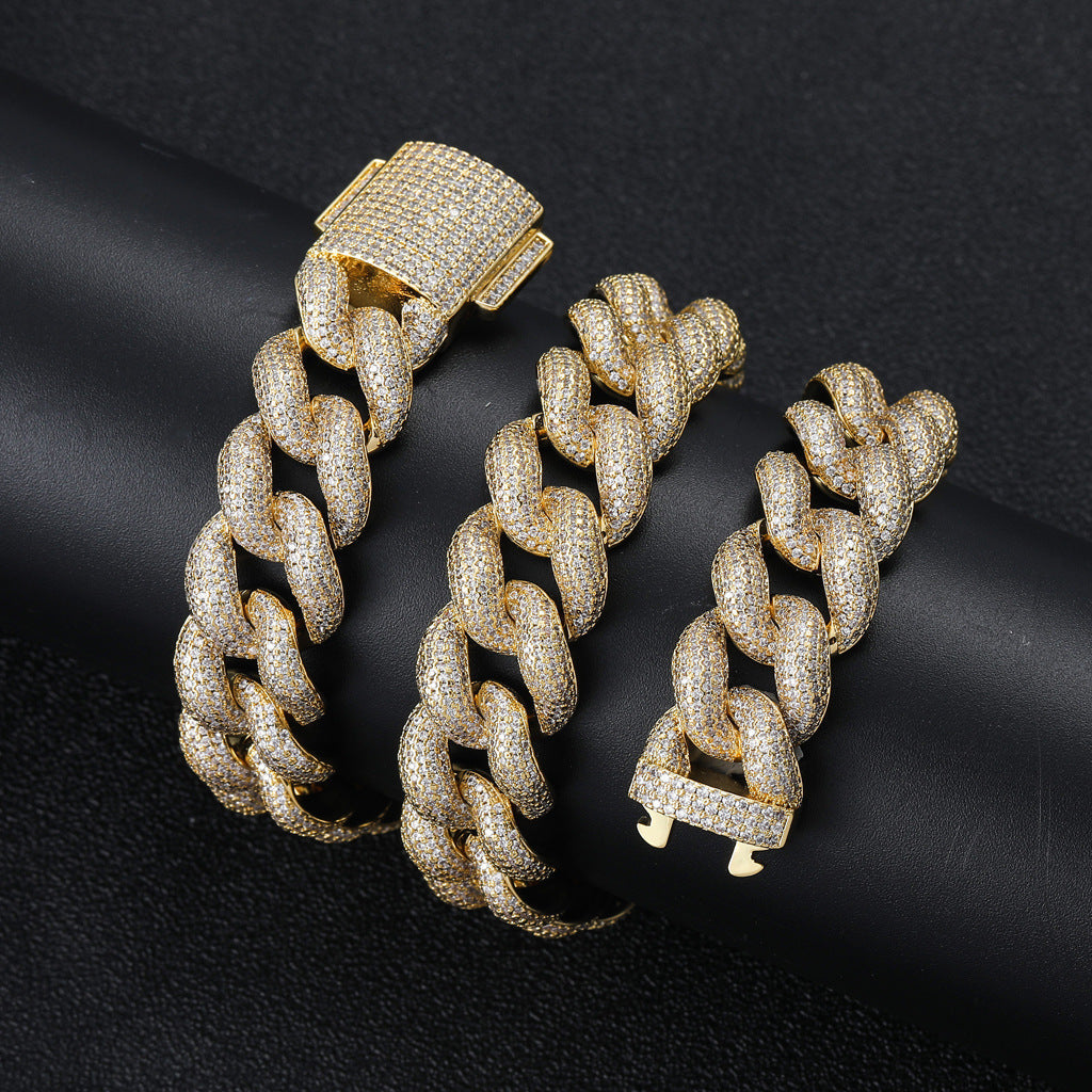 18mm rounded bubble cuban links necklace/bracelet chain 3D diamons vvs ifandco shopgld