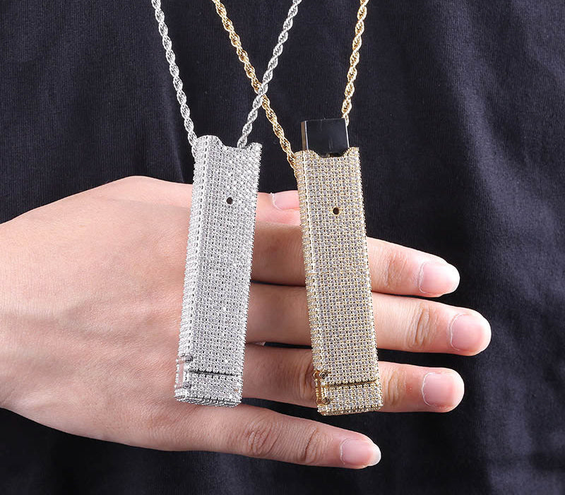 JUUL Vape E-Cig fully iced case Pendant Holder Cover Case diamond shopgld