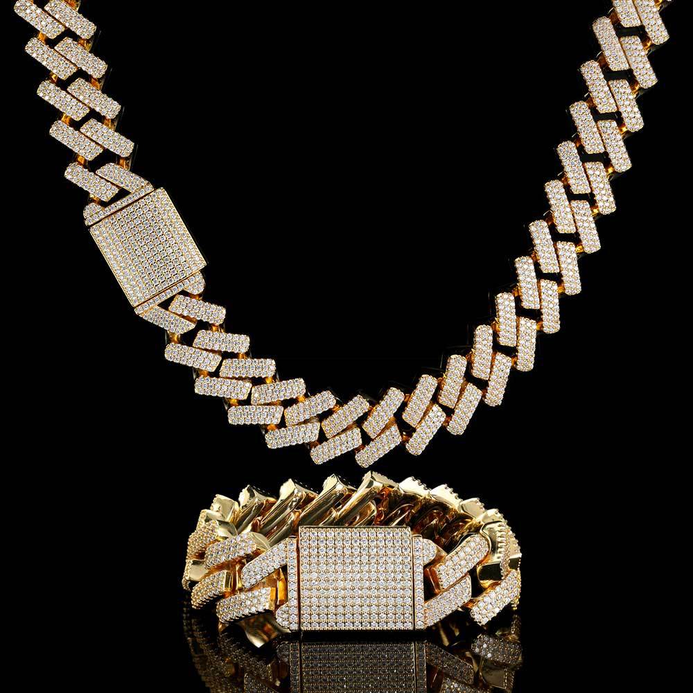 20mm curb cuban link three row highest quality gold diamond vvs ifandco icebox on lil uzi vert playvboi carti