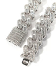 15mm cuban link necklace chain in baguette diamond White Gold Yellow Gold sterling silver hip hop jewelry cheap best quality custom made
