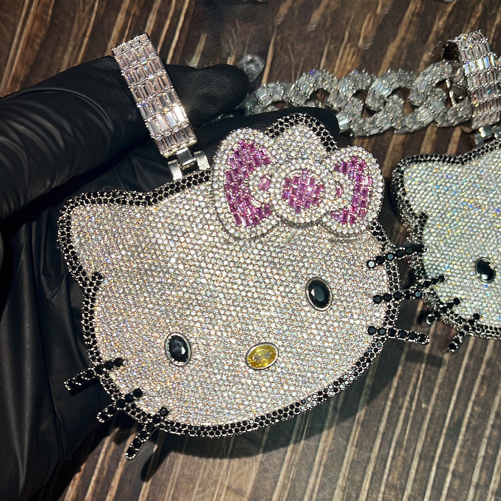 ifnandco custom hello kitty diamond pendant necklace chain iced out ben baller