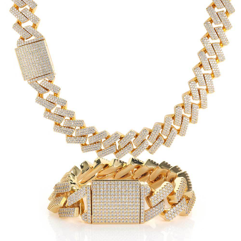 20mm curb cuban link three row highest quality gold diamond vvs ifandco icebox on lil uzi vert playvboi carti