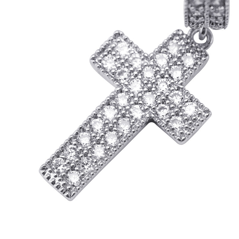 Dangling cross hoop earrings fully iced diamond ifandco shopgld