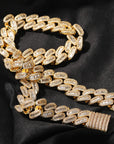 15mm cuban link necklace chain in baguette diamond White Gold Yellow Gold sterling silver hip hop jewelry cheap best quality custom made