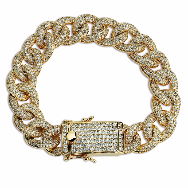 15mm cuban link fully iced micro pave diamond travis scott playboi carti asap rocky ian connor vlone vvs