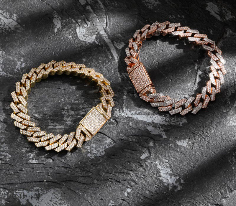 curb cuban link 14mm necklace bracelet chain fully iced custom clasp diamond ifandco