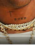 Travis scott custhion diamond choker tennis chain oval cut micro pave diamond necklace