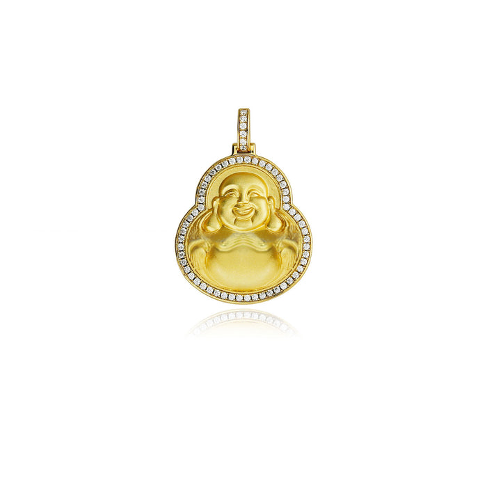 Nano laughing buddha necklace in gold and diamond