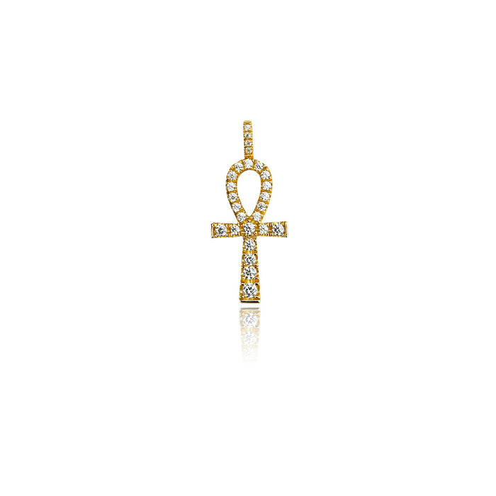 micro ankh pendant necklace chain gold