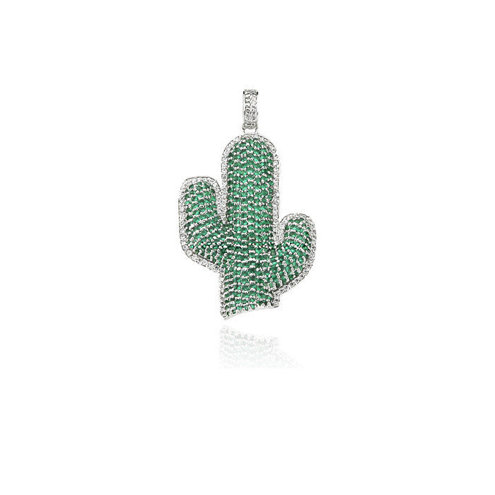 La flame Travis Scott Cactus necklace pendant with matching chain in Silver