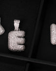 Custom Bubble Letters Initial White Gold Finish A-Z Alphabet Full Iced Out 14k
