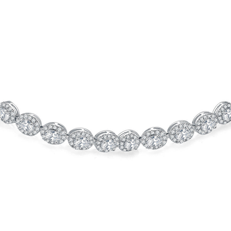 Travis scott custhion diamond choker tennis chain oval cut micro pave diamond necklace