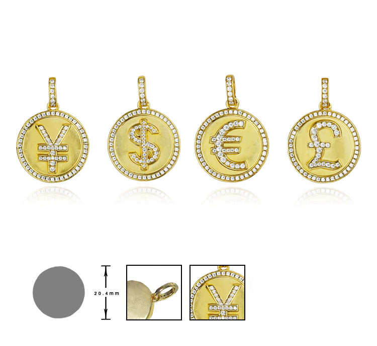 micro bitcoin currency sign ifadnco CNY yuan pendant necklace affordable jewerly