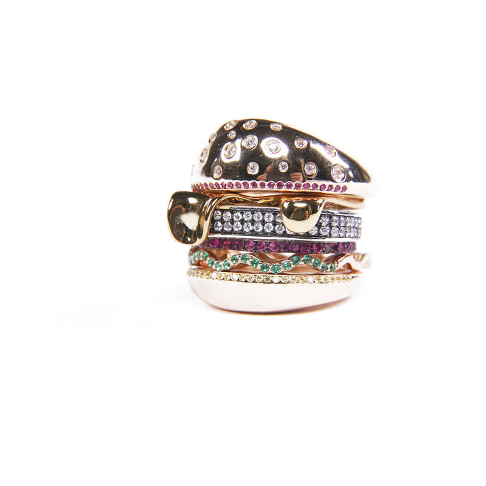 hamburger ring as seen on Nigo in multicolored vvs diamond ifandco 