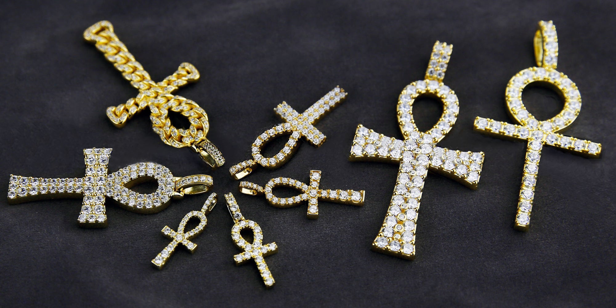 ankh large pendant necklace chain tennis link