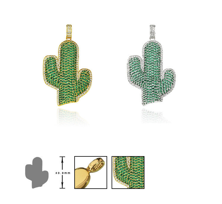 La frame Travis Scott Cactus necklace pendant with matching chain in Gold 