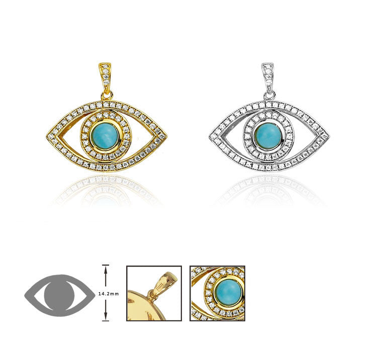 Evil eye pendant necklace chain Gold