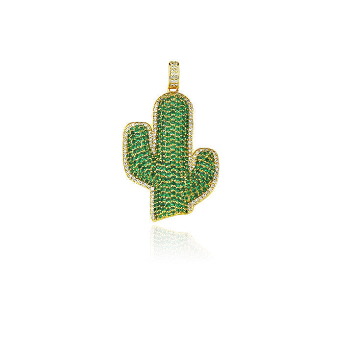 La frame Travis Scott Cactus necklace pendant with matching chain in Gold 