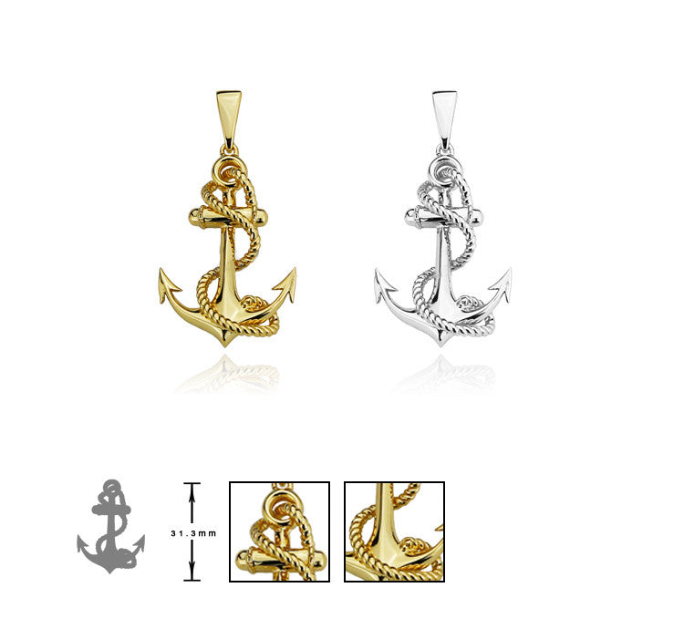 Yellow Gold Anchor Pendant 