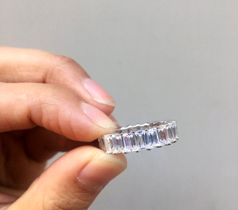 Emerald Cut vvs diamond Eternity Ring custom made ifandco