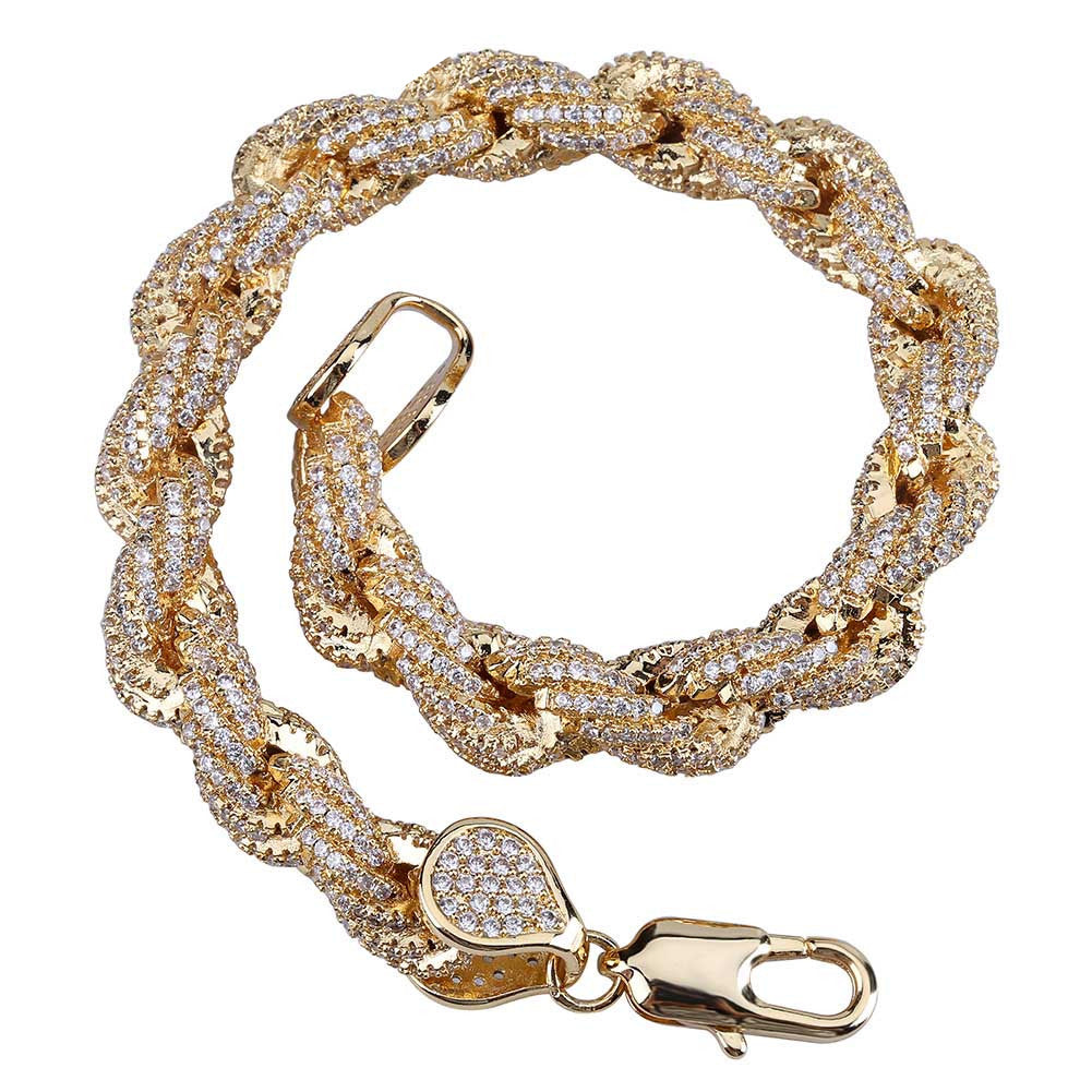 Iced Out Rope link Bracelet 8mm