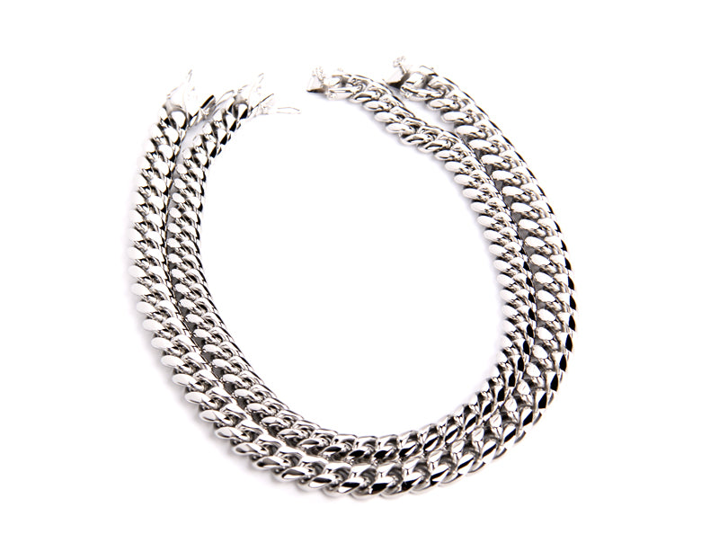 Plain Cuban link chain - White Gold