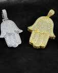 Hamsa hand fully iced pendant necklace fatima ifandco diamond