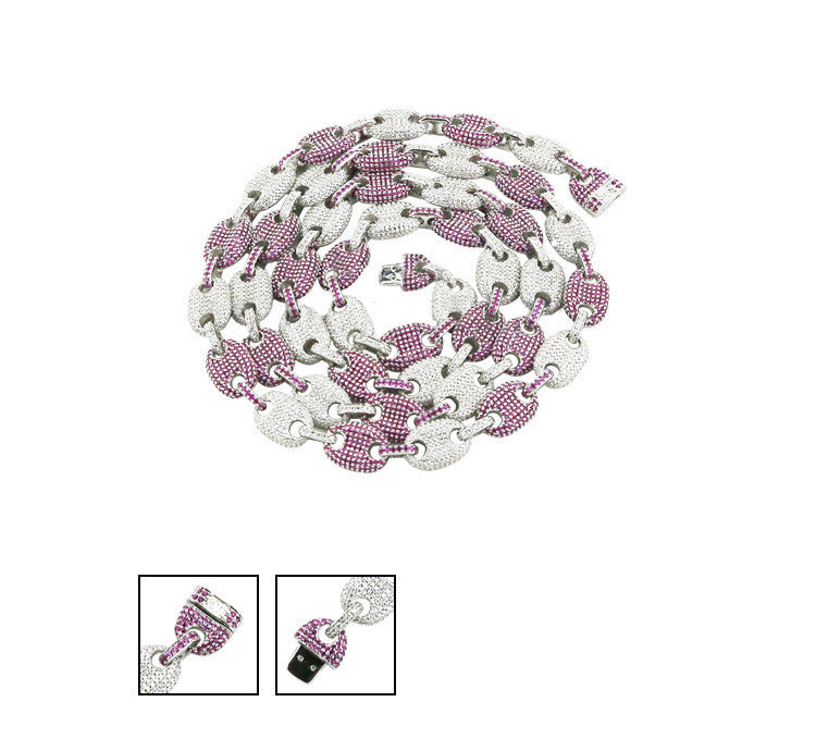 Iced out gucci link mariner link chain 9mm Multi-colored