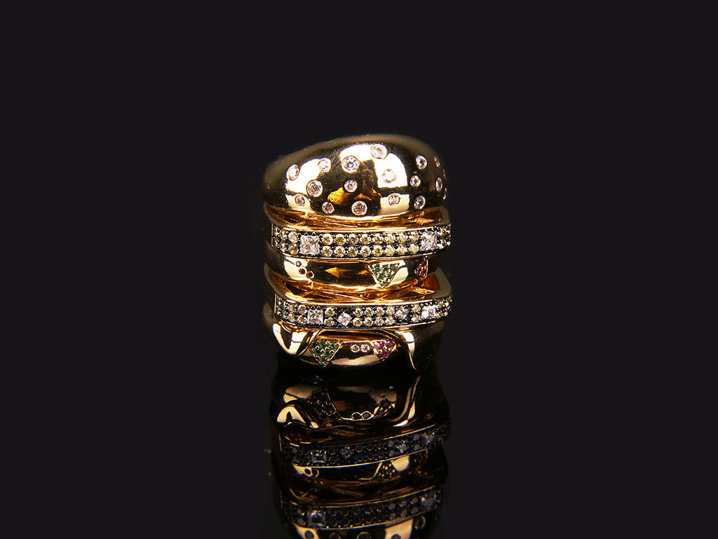 hamburger ring as seen on Nigo in multicolored vvs diamond ifandco 