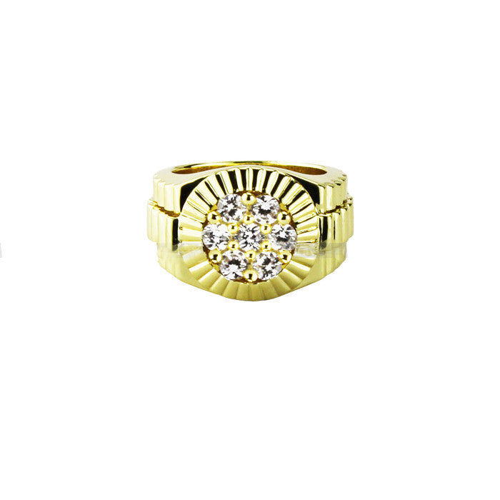 Gold Presidential Ring with 7 round diamonds
