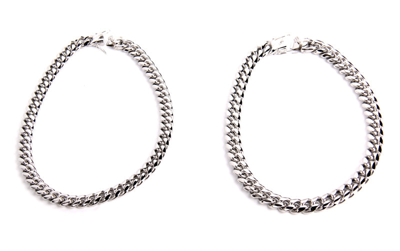 Plain Cuban link chain - White Gold