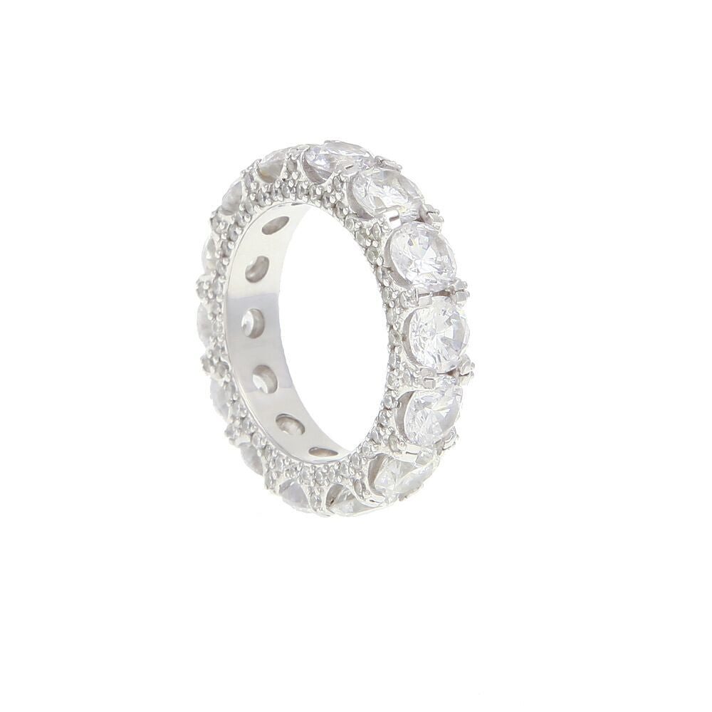 Round stone fully iced out ring diamond eternity affordable high end ring jewelry