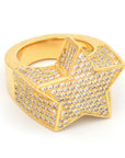 Migos star ring fully iced out 3D White gold SILVER men ring affordable jewelry