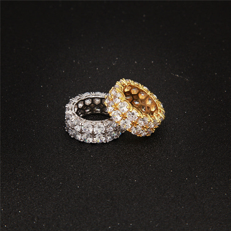 2 Row Eternity Ring 18k Gold fully iced out ring diamond eternity affordable high end ring jewelry