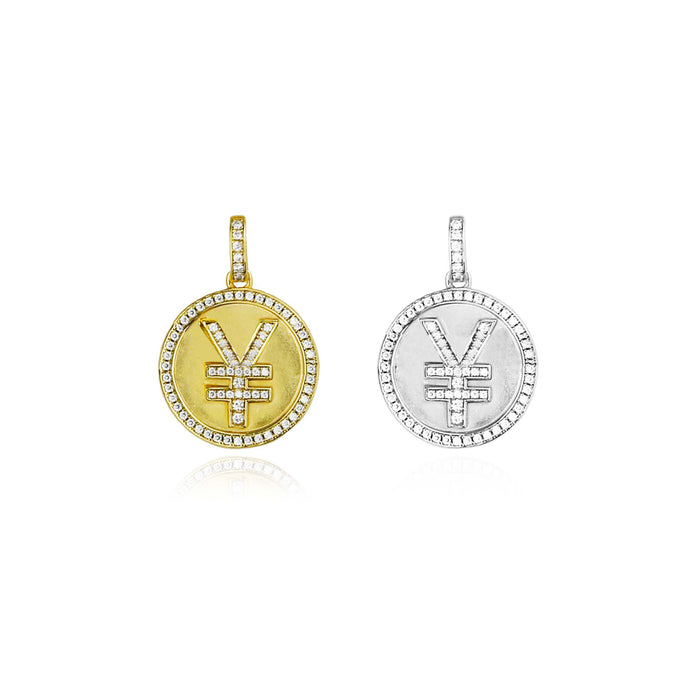 micro bitcoin currency sign ifadnco CNY yuan pendant necklace affordable jewerly