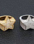 Migos star ring fully iced out 3D White gold SILVER men ring affordable jewelry