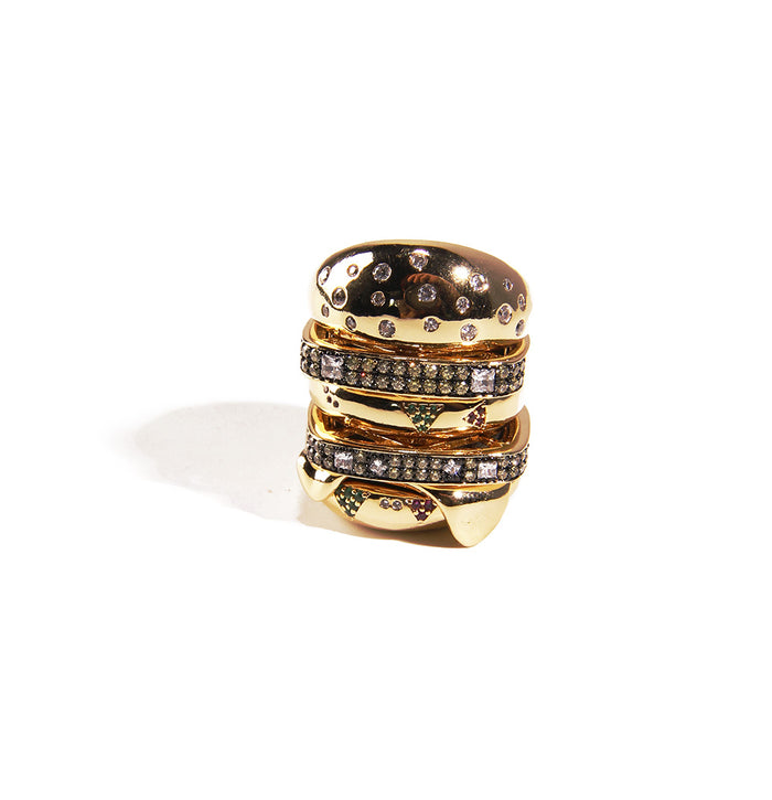 hamburger ring as seen on Nigo in multicolored vvs diamond ifandco 